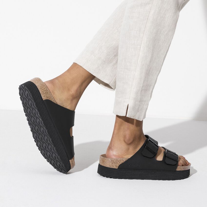 Arizona Platform Vegan in Black from Birkenstock – MooShoes