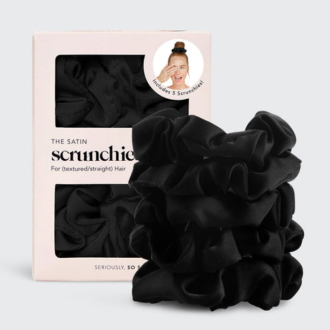 Satin Sleep Scrunchies 5pc Set in Black from KITSCH