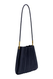 Carrie Navy Pleated Vegan Suede Shoulder Bag from Melie Bianco