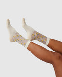 Embla Flower Socks in Cream by Swedish Stockings