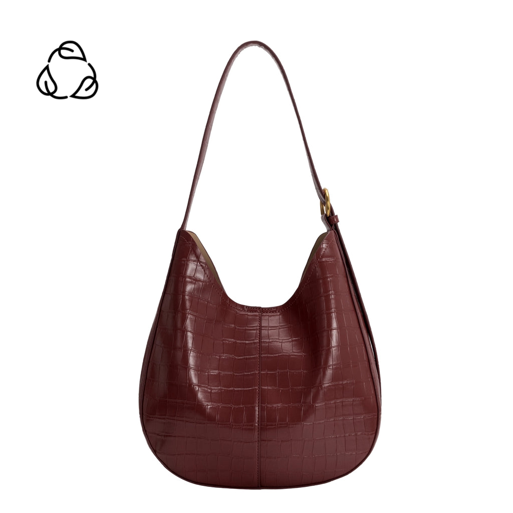Stefanie Burgundy Recycled Vegan Leather Shoulder Bag from Melie Bianco