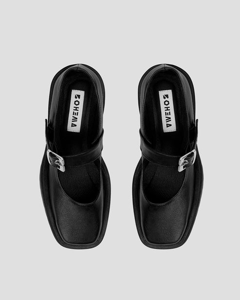 Squared Mary Jane in Black Grape Leather from Bohema – MooShoes