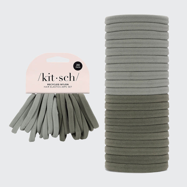 Recycled Nylon Hair Elastics in Eucalyptus - 20pc