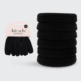 Recycled Nylon Thick Hair Elastics in Black - 6pc