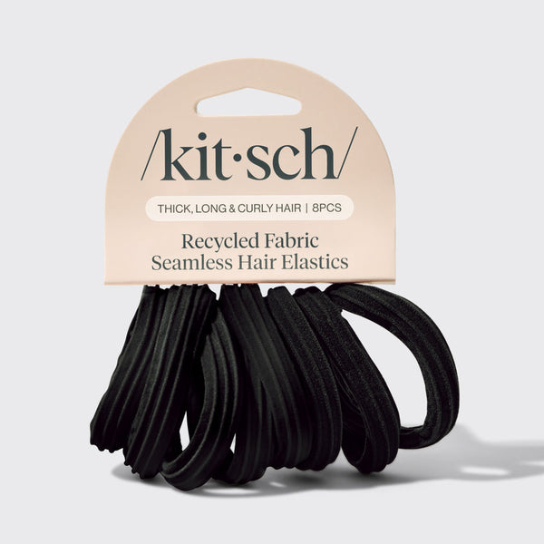 Recycled Seamless Hair Elastics in Black - 8pc