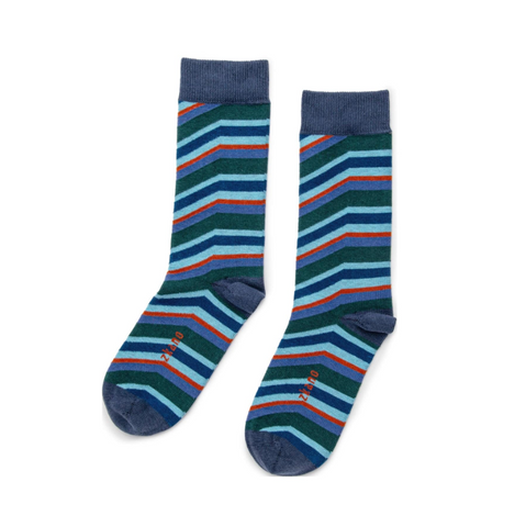 80s Stripe Sock in Navy from Zkano