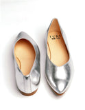 Pointed Ballet Flat in Silver from Turf