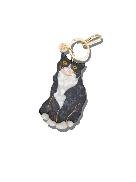 Hand-Painted Tuxedo Cat Bag Charm + Keychain