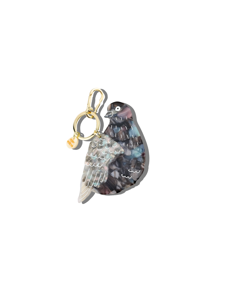 Hand-Painted Pigeon Bag Charm + Keychain