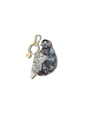 Hand-Painted Pigeon Bag Charm + Keychain