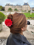 Origami Peony Red Flower Claw Hair Clip