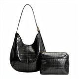 Stefanie Black Recycled Vegan Leather Shoulder Bag from Melie Bianco