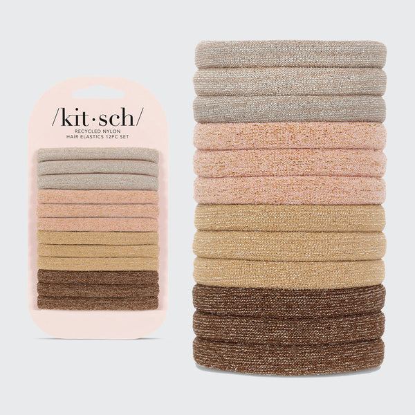Recycled Nylon Glitter Hair Elastics - 12pc