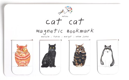 Cat Cat Magnetic Bookmarks from natchie