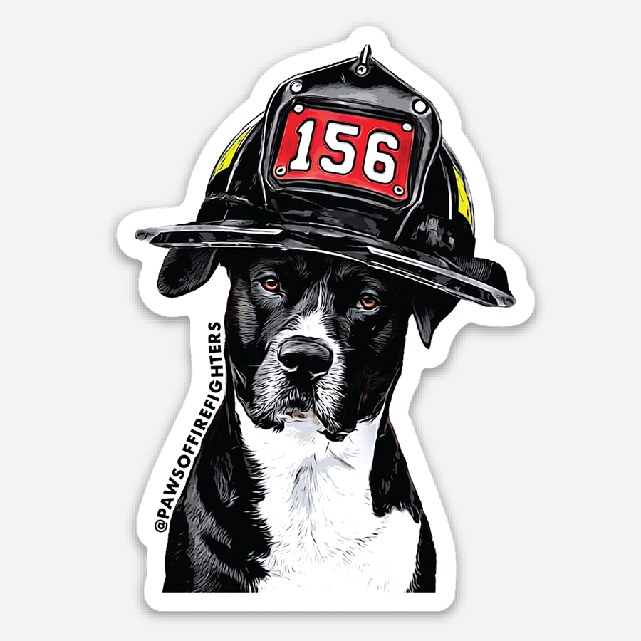 Paws of Firefighters Duke Sticker by Emmy Park