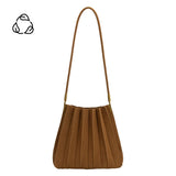 Carrie Camel Pleated Vegan Suede Shoulder Bag from Melie Bianco