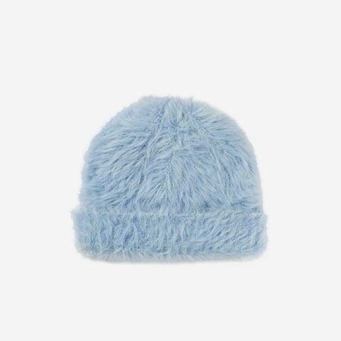 Faux Fur Beanie in Periwinkle from Verloop Knits