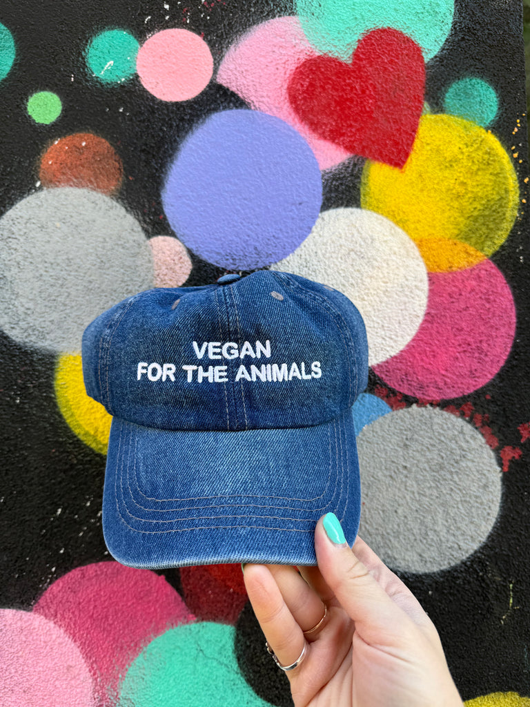 VEGAN FOR THE ANIMALS Hat in Denim