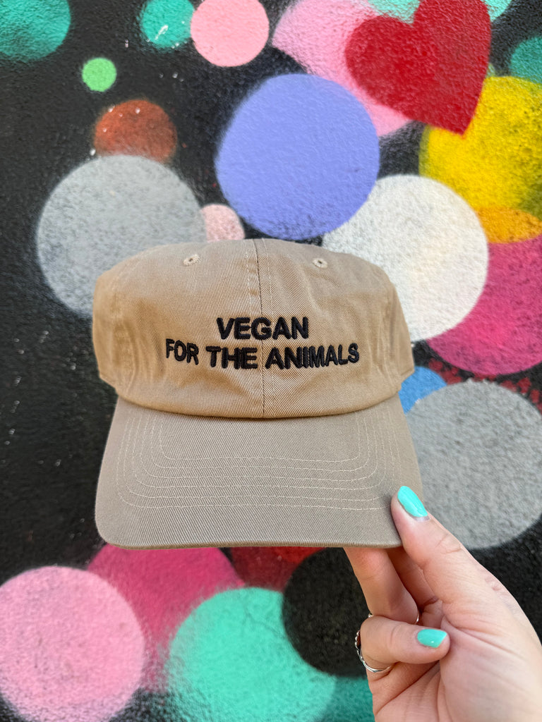 VEGAN FOR THE ANIMALS Hat in Khaki