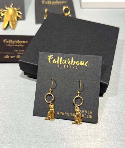 Cat Earrings from Collarbone Jewelry