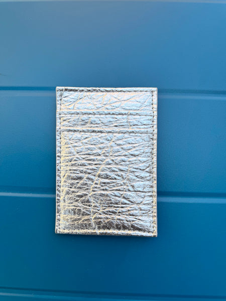 Vertical Wallet in Silver Pinatex