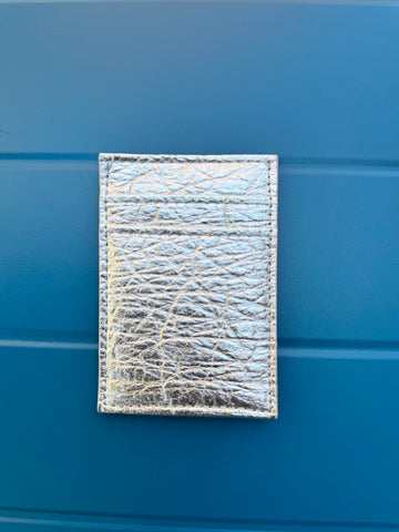 Vertical Wallet in Silver Pinatex