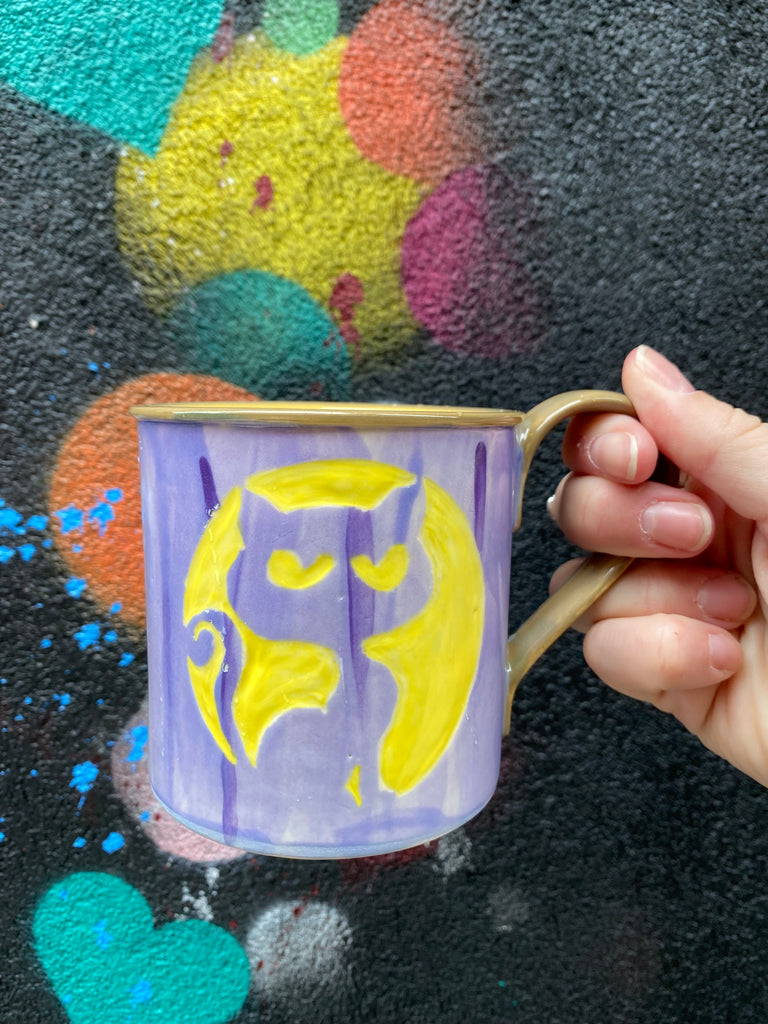 Purple Cat Mug from Auburn Clay Barn