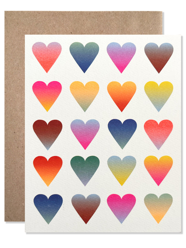 Neon Gradient Hearts Card from Hartland Cards