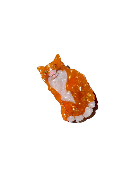 Hand-Painted Orange Cat Claw Hair Clip