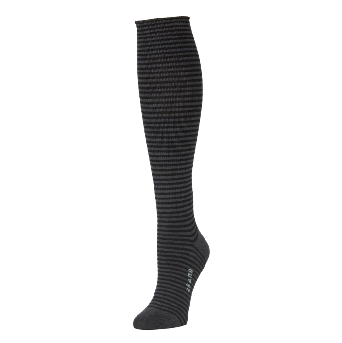 Women's Knee-High Roll top in Pinstripe Black from Zkano