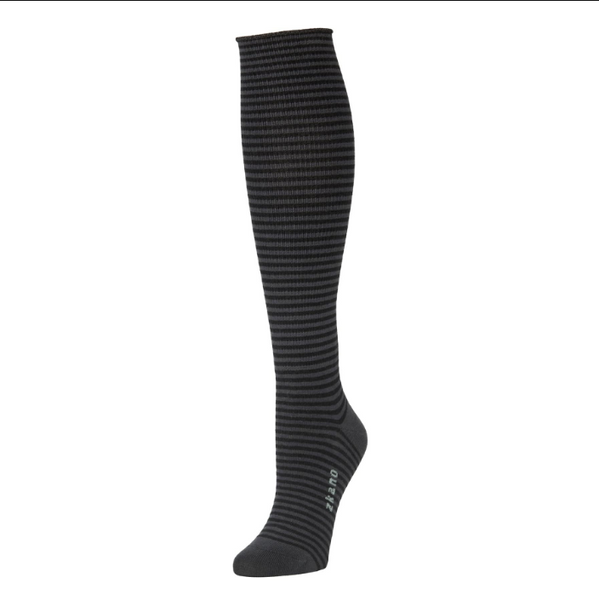 Women's Knee-High Roll top in Pinstripe Black from Zkano
