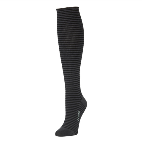 Women's Knee-High Roll top in Pinstripe Black from Zkano