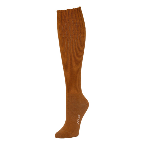 Women's Ribbed Knit Knee-High in Saddle from Zkano