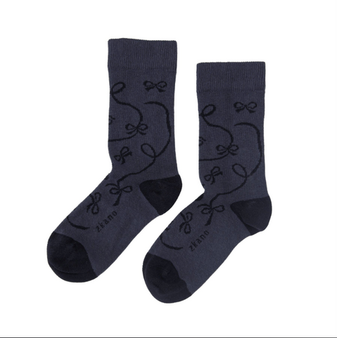 Women's Ribbon Crew Sock in Dark Indigo from Zkano