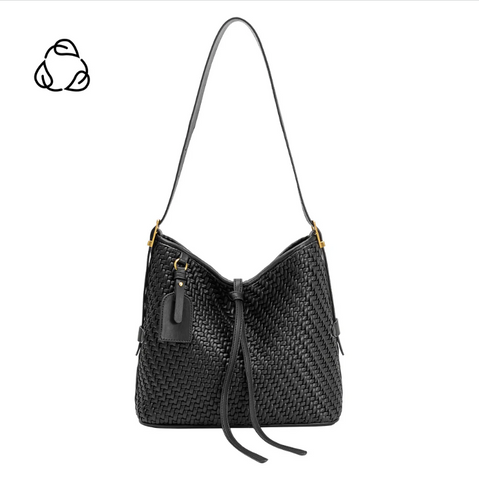 Thalia Black Recycled Vegan Leather Tote from Melie Bianco