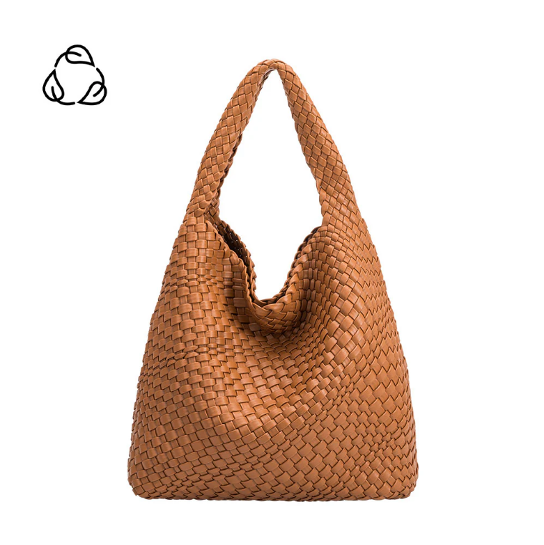 Johanna Saddle Woven Recycled Vegan Leather Hobo Bag from Melie Bianco