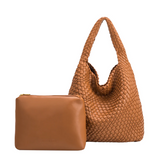 Johanna Saddle Woven Recycled Vegan Leather Hobo Bag from Melie Bianco