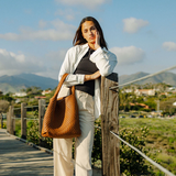 Johanna Saddle Woven Recycled Vegan Leather Hobo Bag from Melie Bianco