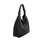 Johanna Black Woven Recycled Vegan Leather Hobo Bag from Melie Bianco