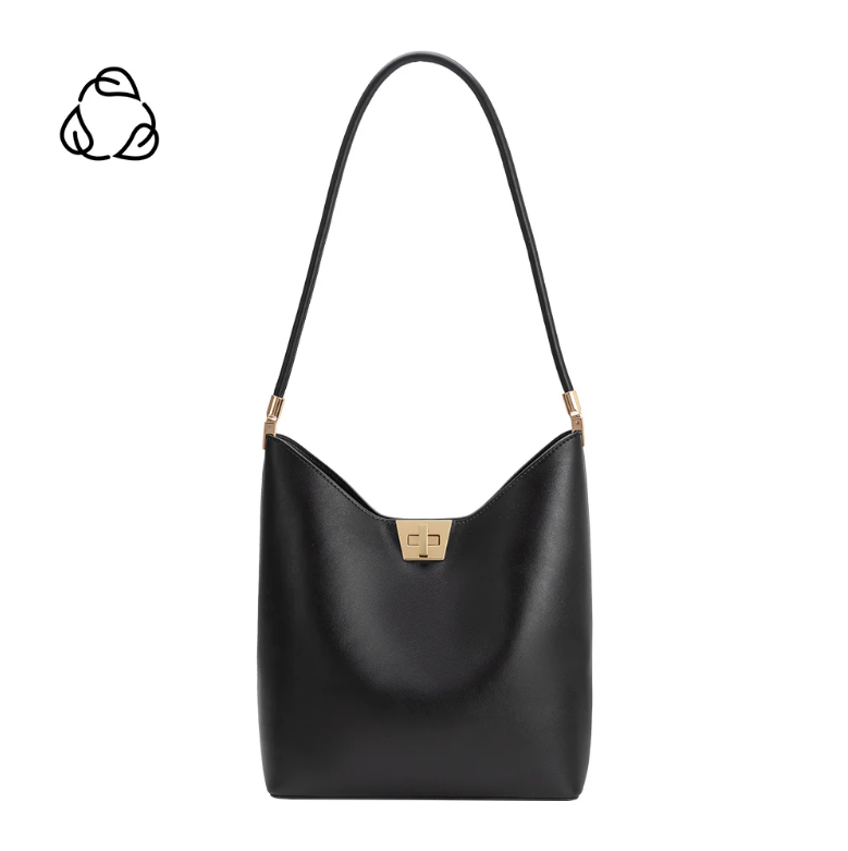 Billie Black Recycled Vegan Leather Tote from Melie Bianco