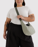 Medium Nylon Crescent Bag in Sage Stripes from BAGGU