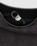 Medium Washed Denim Crescent Bag in Black from BAGGU