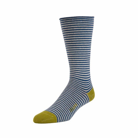 Roll Top Pinstripe Socks in Navy from Zkano