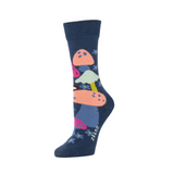 Mushroom Menagerie Organic Cotton Crew Socks in Navy from Zkano