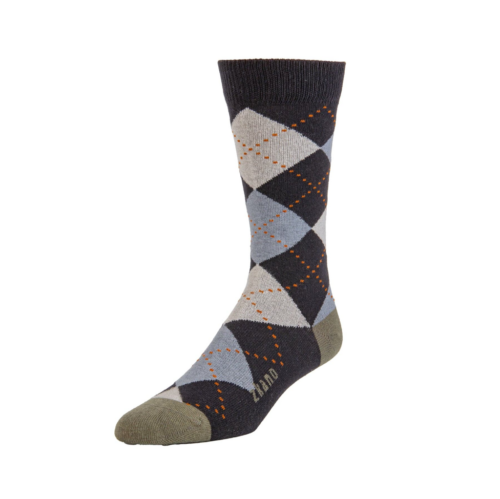 Classic Argyle Crew Socks in Black from Zkano