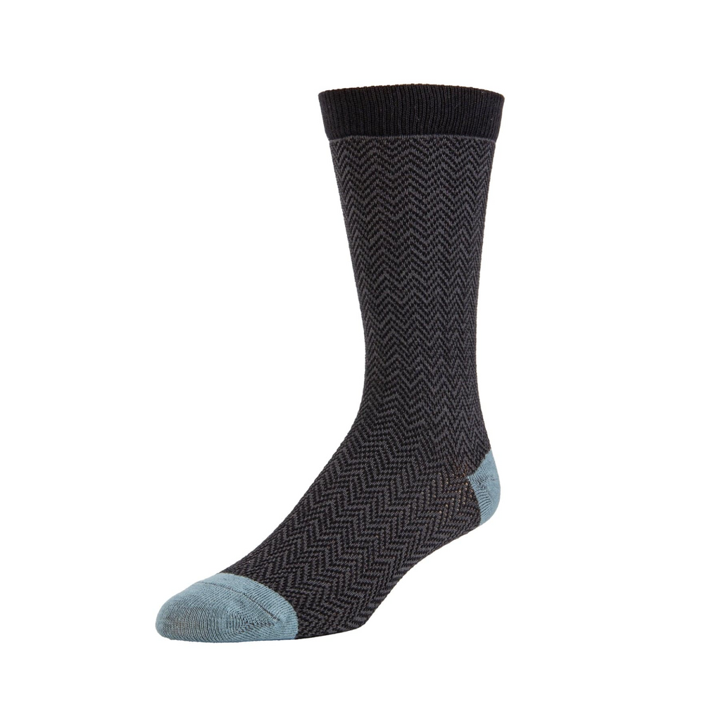 Signature Herringbone Crew Socks in Black from Zkano