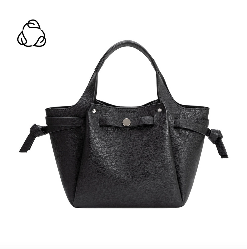 Avril Black Recycled Vegan Leather Top Handle Bag from Melie Bianco