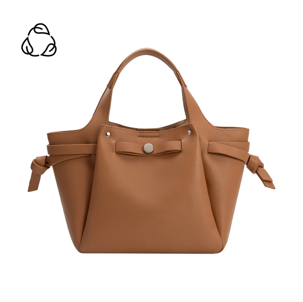 Avril Caramel Recycled Vegan Leather Top Handle Bag from Melie Bianco