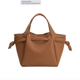 Avril Caramel Recycled Vegan Leather Top Handle Bag from Melie Bianco