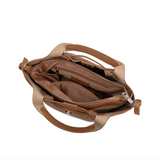 Avril Caramel Recycled Vegan Leather Top Handle Bag from Melie Bianco